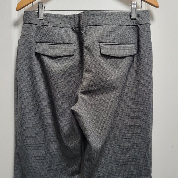 Express Editor Gray Plaid Straight Leg Pockets Career Pants Bottoms 10L Long - Picture 3 of 6